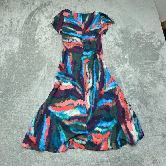 Soft Surroundings Womens PL Tie-Dye Dress V-Neck Short Sleeve Rayon 6712 - Picture 6 of 7